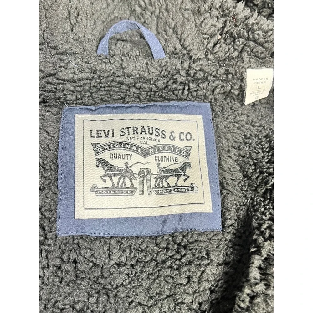 Levi Strauss Mens Navy Blue‎ Sherpa Lined Hooded Softshell Bomber Jacket L